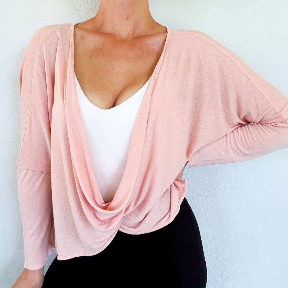 Forever 21 blush pink draped twist front dolman sleeve blouse size small